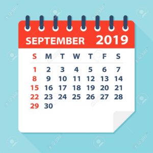 September 2019 Calendar Leaf - Illustration. Vector graphic page